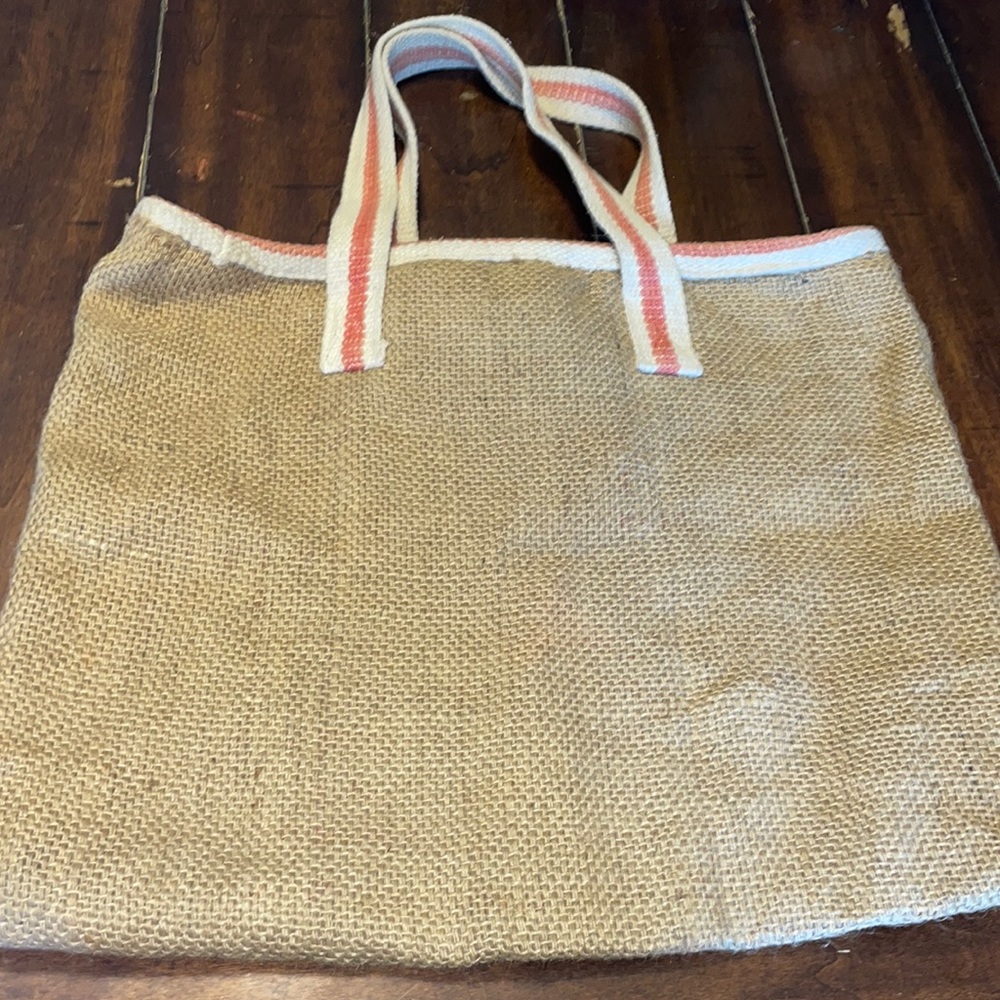 Burlap beach bag